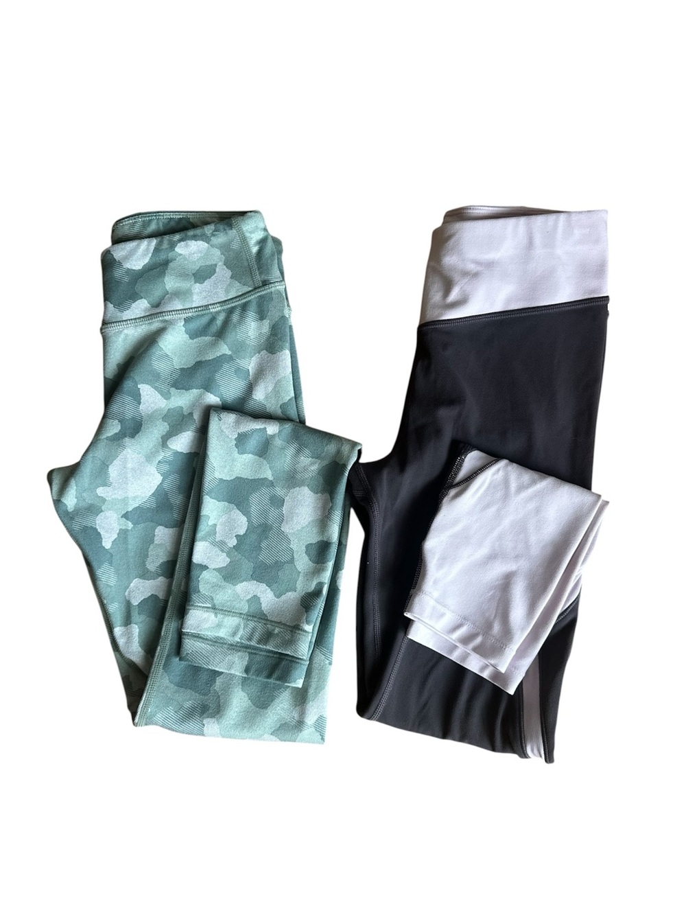 Athleta Girl Leggings Lot Girls L/12 Printed Chit Chat Camo + Elevate High Rise